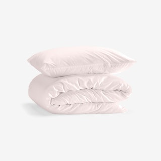 Single Percale Duvet Set (Duvet Cover + Pillow Case) - Light Pink