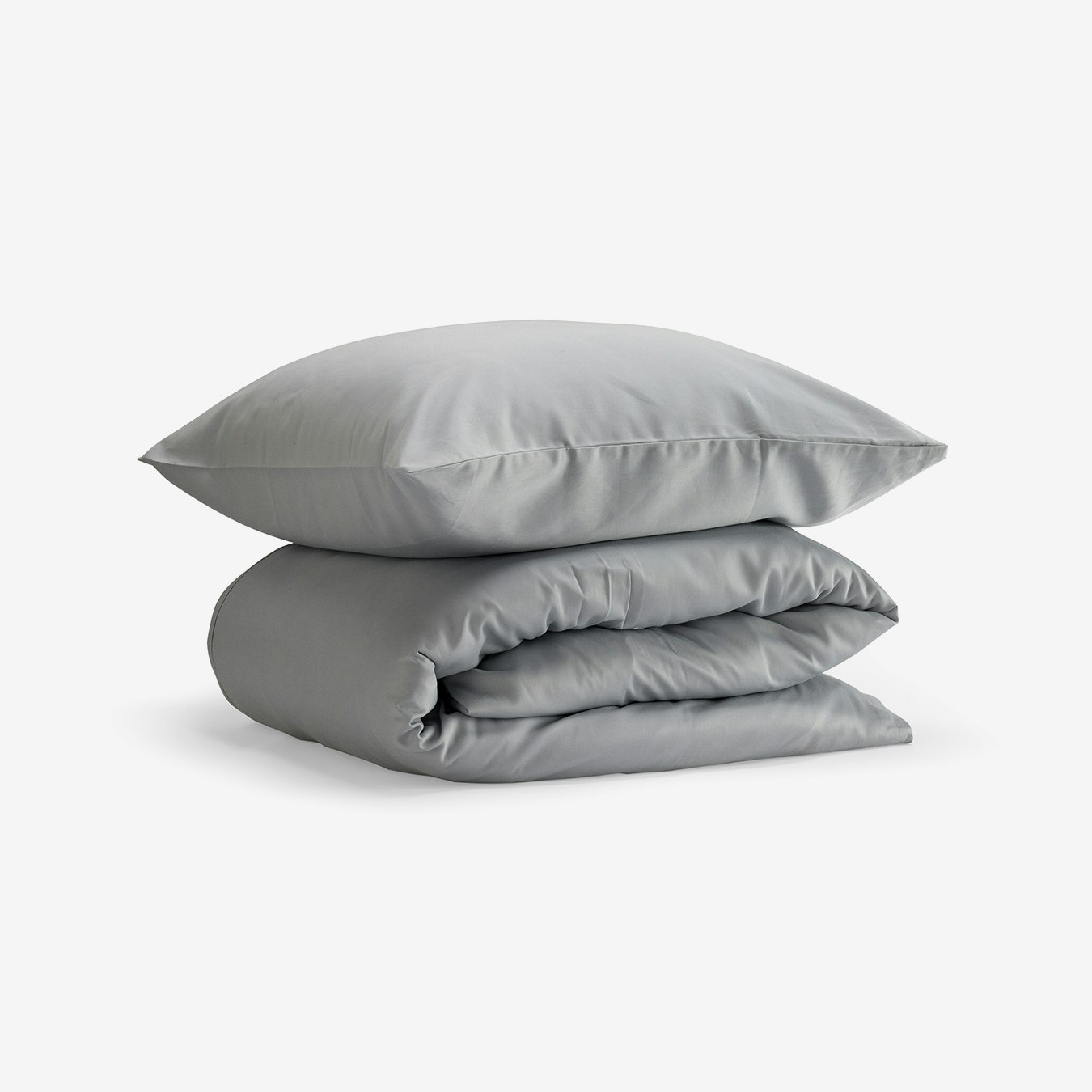Single Sateen Duvet Set Duvet Cover Pillow Case Light Grey