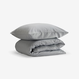 Single Sateen Duvet Set (Duvet Cover + Pillow Case) - Light Grey