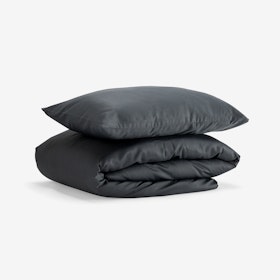 Single Sateen Duvet Set (Duvet Cover + Pillow Case) - Dark Grey
