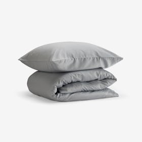 Double Sateen Duvet Set (Duvet Cover + 2 Pillow Cases) - Light Grey