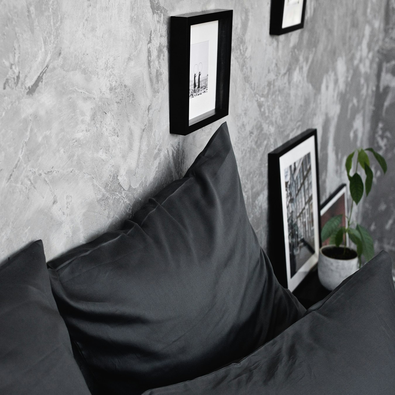 Double Sateen Duvet Set (Duvet Cover + 2 Pillow Cases) - Dark Grey
