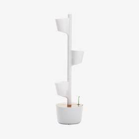 Smart 3-Pot Vertical Planter - White / Pine