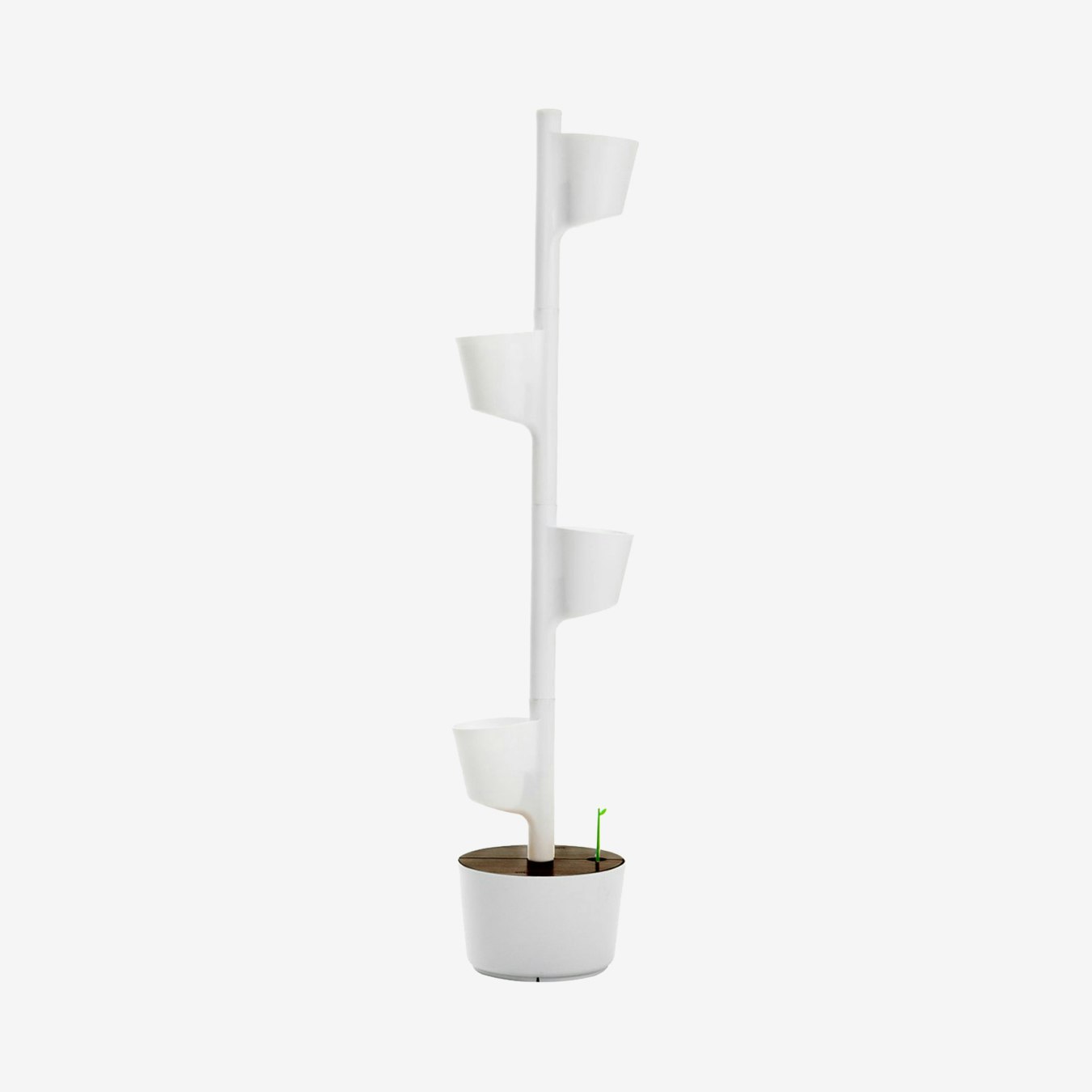 Smart 4-Pot Vertical Planter - White / Teak