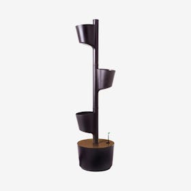 Digital 3-Pot Vertical Planter - Black / Teak