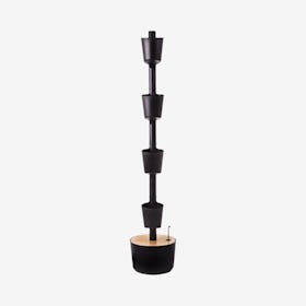 Manual 4-Pot Vertical Planter - Black / Pine