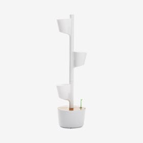 Digital 3-Pot Vertical Planter - White / Pine