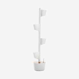 Digital 4-Pot Vertical Planter - White / Pine