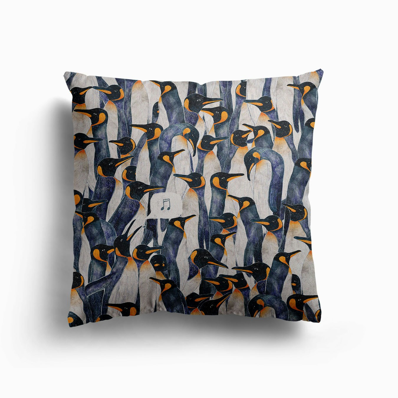 Singing Penguin Canvas Cushion by Martina Scott