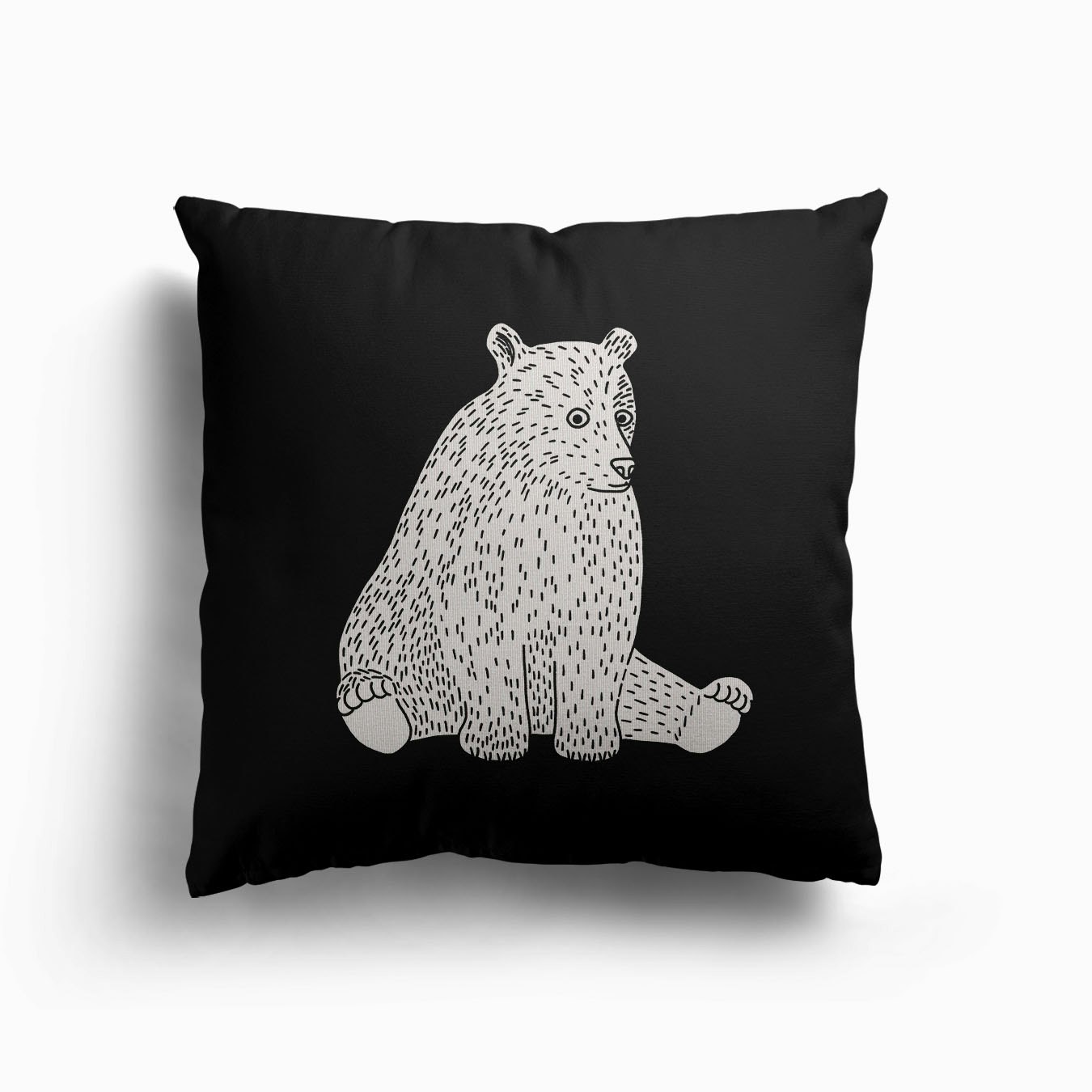 Sitting Bear Canvas Cushion by Martina Scott