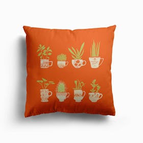 Teacup Succulents Canvas Cushion