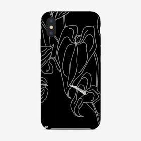 Black And White Linear Anthurium  Phone Case