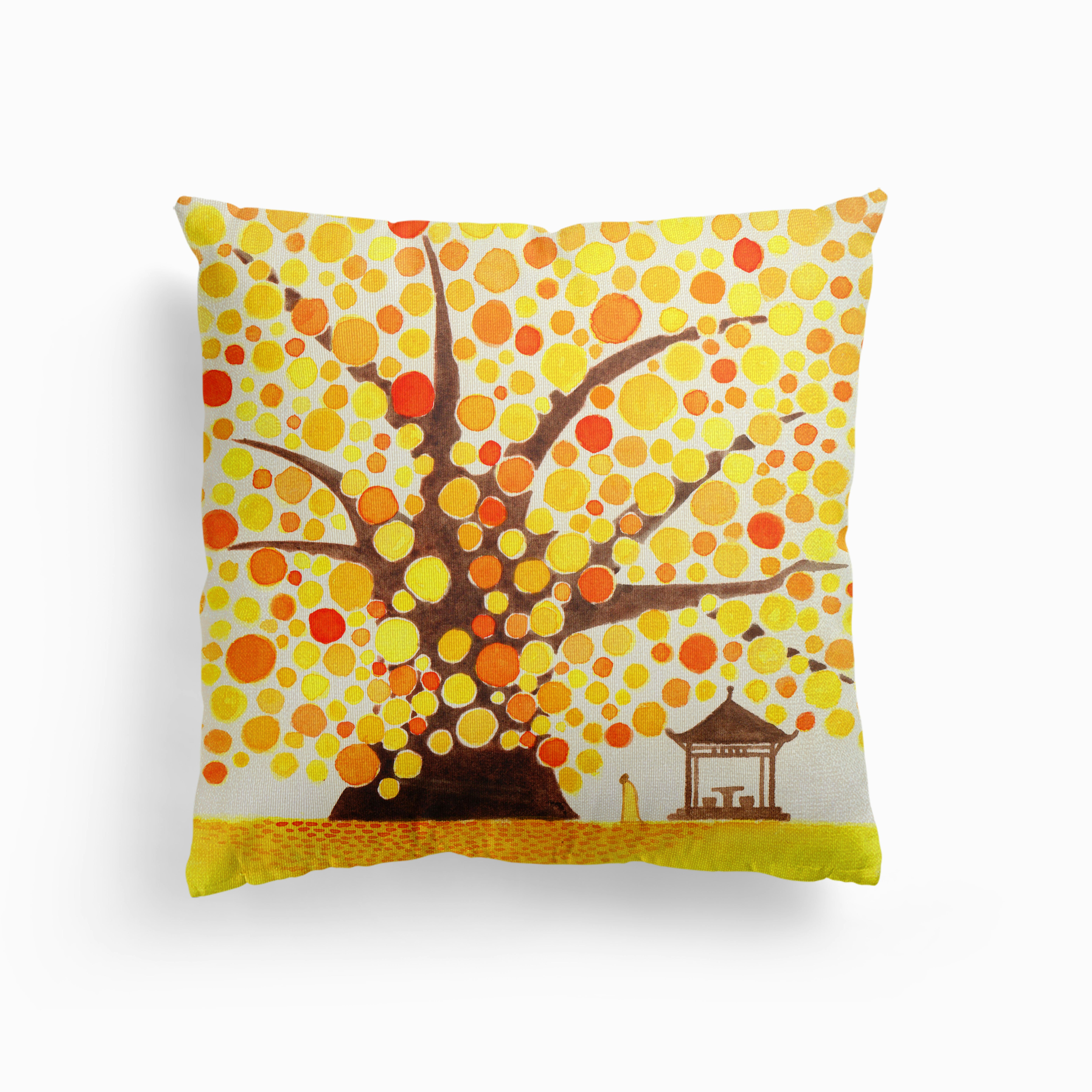 Ginko Tree Canvas Cushion by Ran Hao