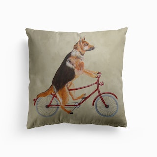 German Shepherd On Bicycle Cushion