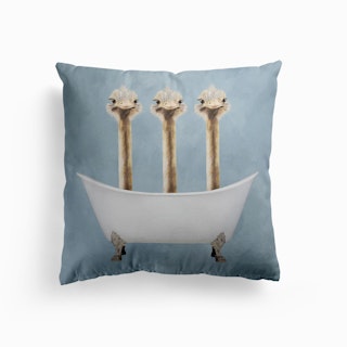 Ostriches In Bathtub Cushion