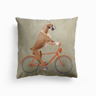 Boxer On Bicycle Cushion