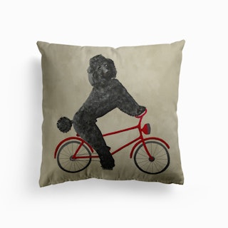 Poodle On Bicycle Cushion
