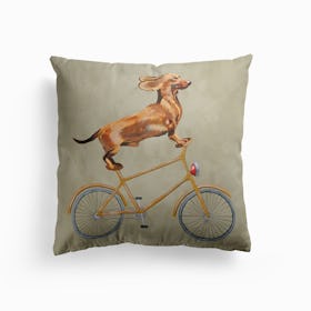 Dachshund On Bicycle Cushion