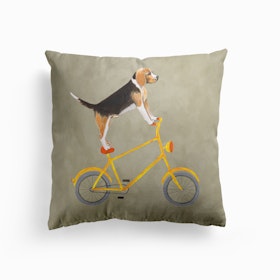 Beagle On Bicycle Cushion
