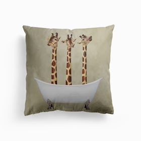Giraffes In Bathtub Cushion