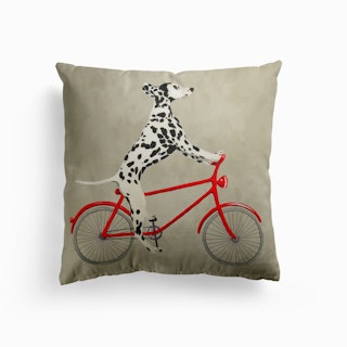 Dalmatian On Bicycle Cushion