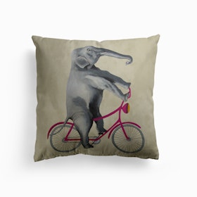 Elephant On Bicycle Cushion
