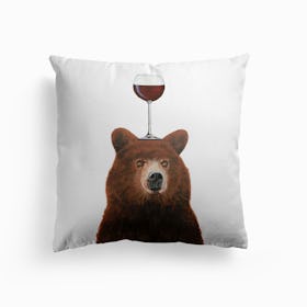 Bear With Wineglass Cushion