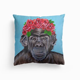 Frida Kahlo Chimpanzee Cushion