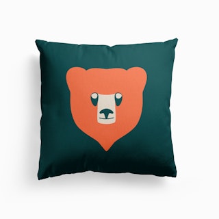 Bear Cub Orange Canvas Cushion