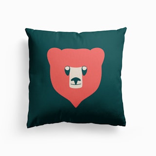 Bear Cub Coral Canvas Cushion