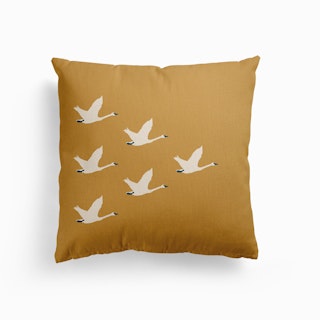 Tundra Swan Mustard Canvas Cushion