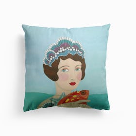 Woman And Seashells Cushion