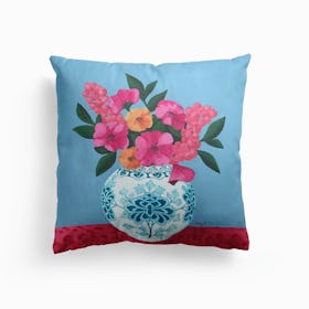 Chinoiserie Vase And Flowers Cushion