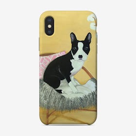 Frenchie On Rattan Chair Phone Case
