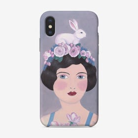 Woman With Rabbit On Top Phone Case