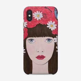 Woman And Red Flowers On Hair Phone Case