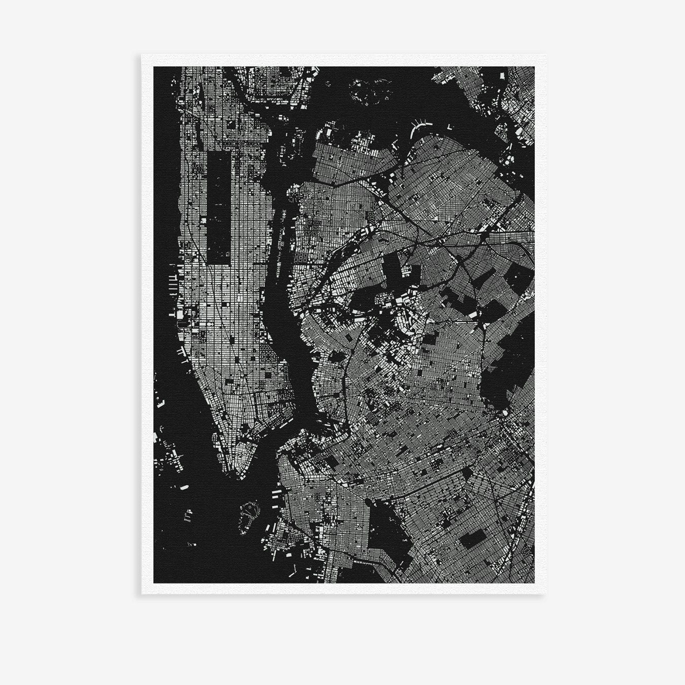 New York City Black Canvas Map Art