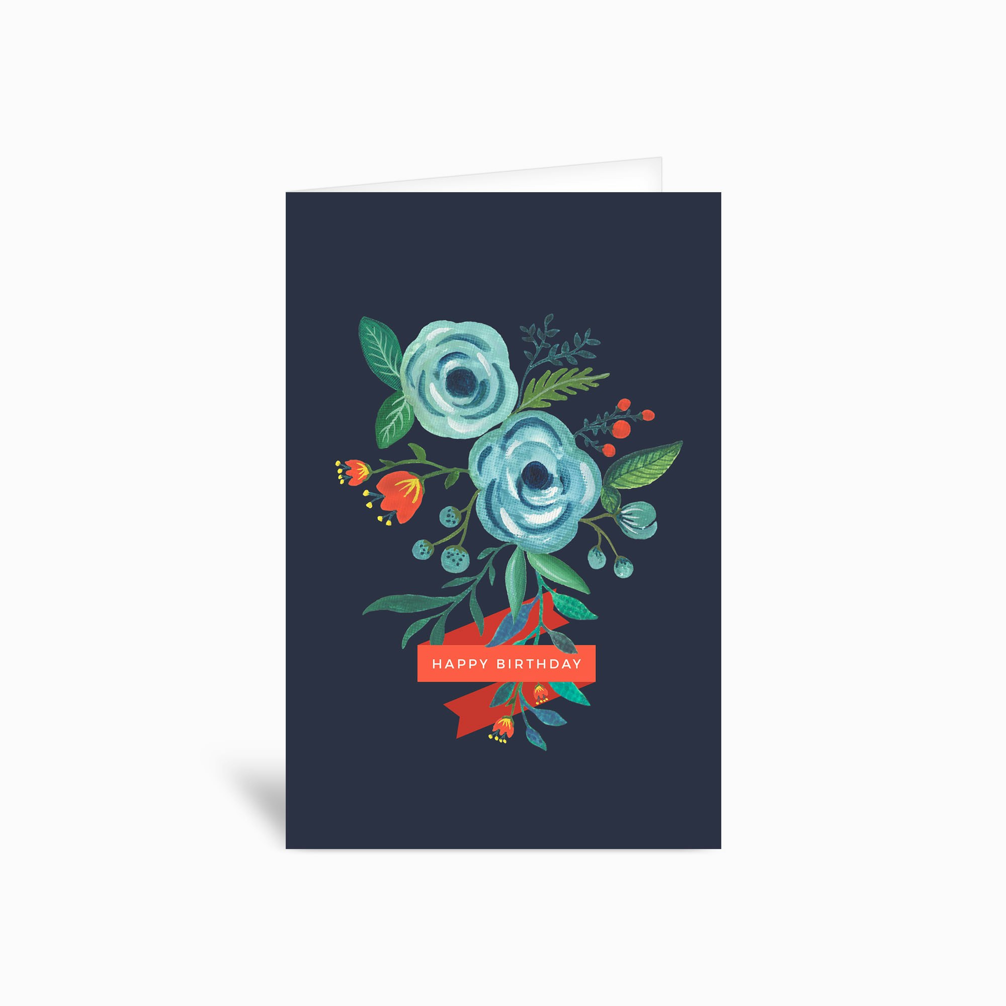 Happy Birthday Blue Flower 4x6 Greetings Card by Hola Sis!