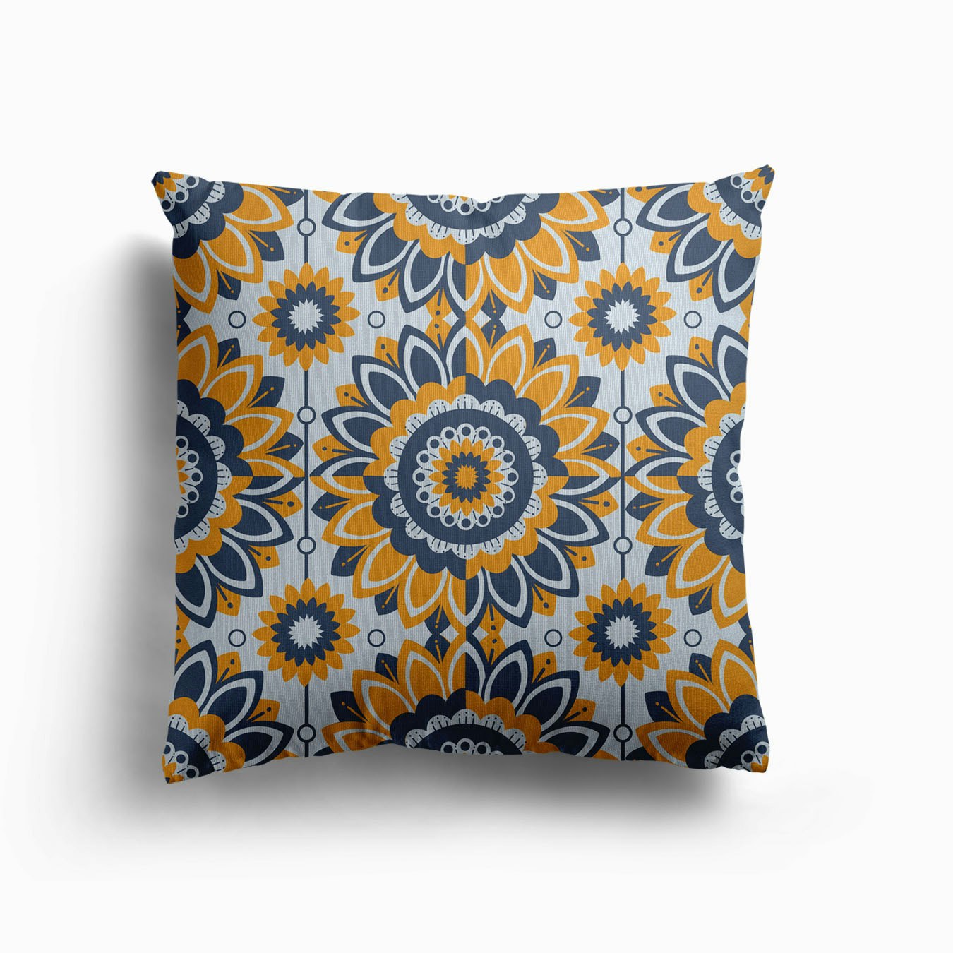 Folksy Sunflower Canvas Cushion by Mitalim Designs