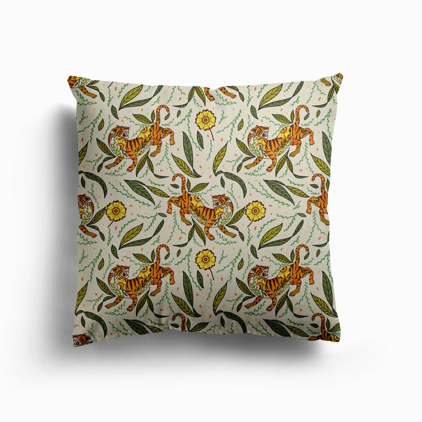 Vintage Tiger Canvas Cushion by Mitalim Designs
