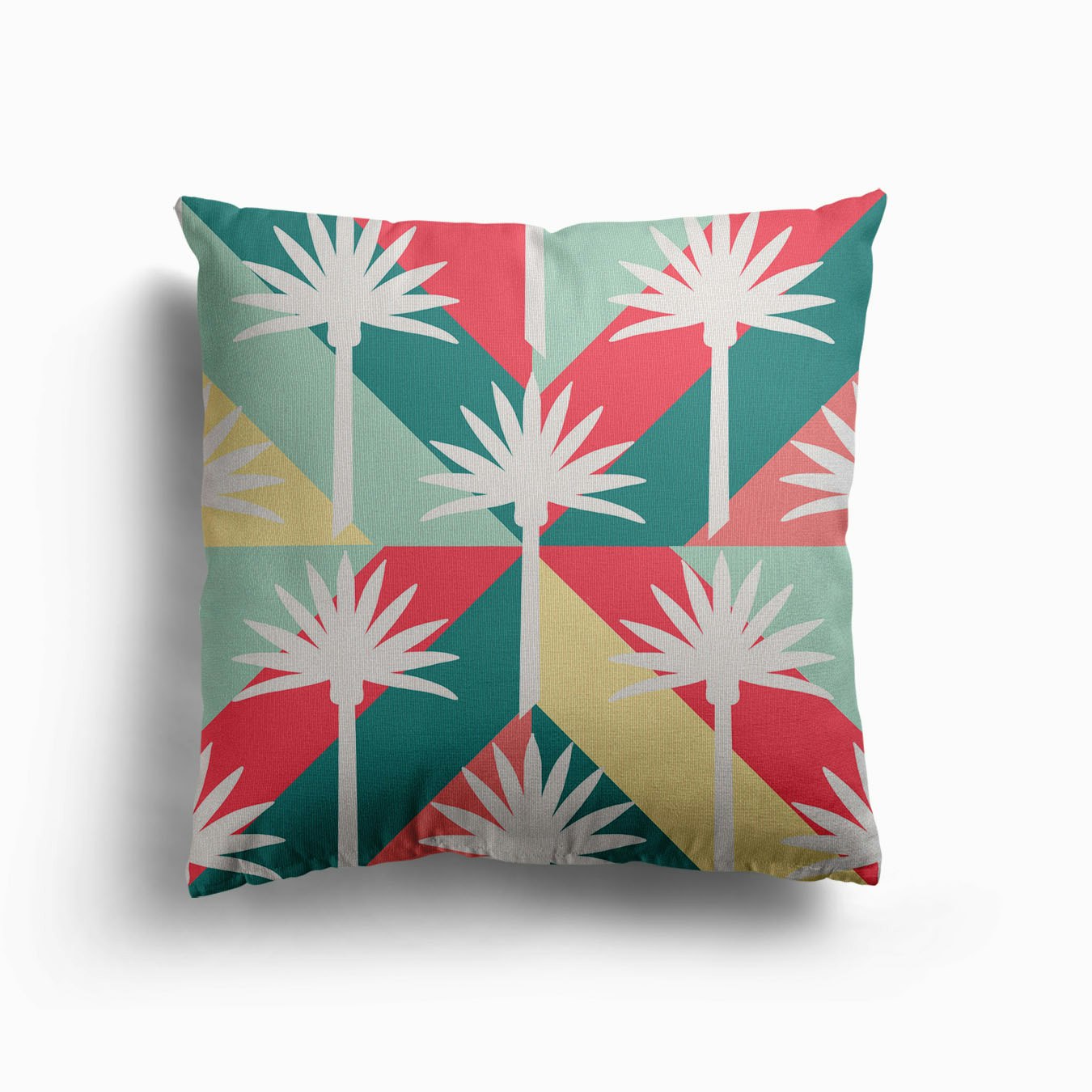 Art Deco Palm Trees Canvas Cushion by Mitalim Designs