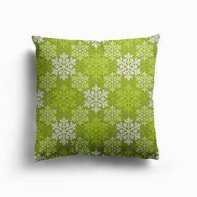 Christmas Snowflake Green Canvas Cushion