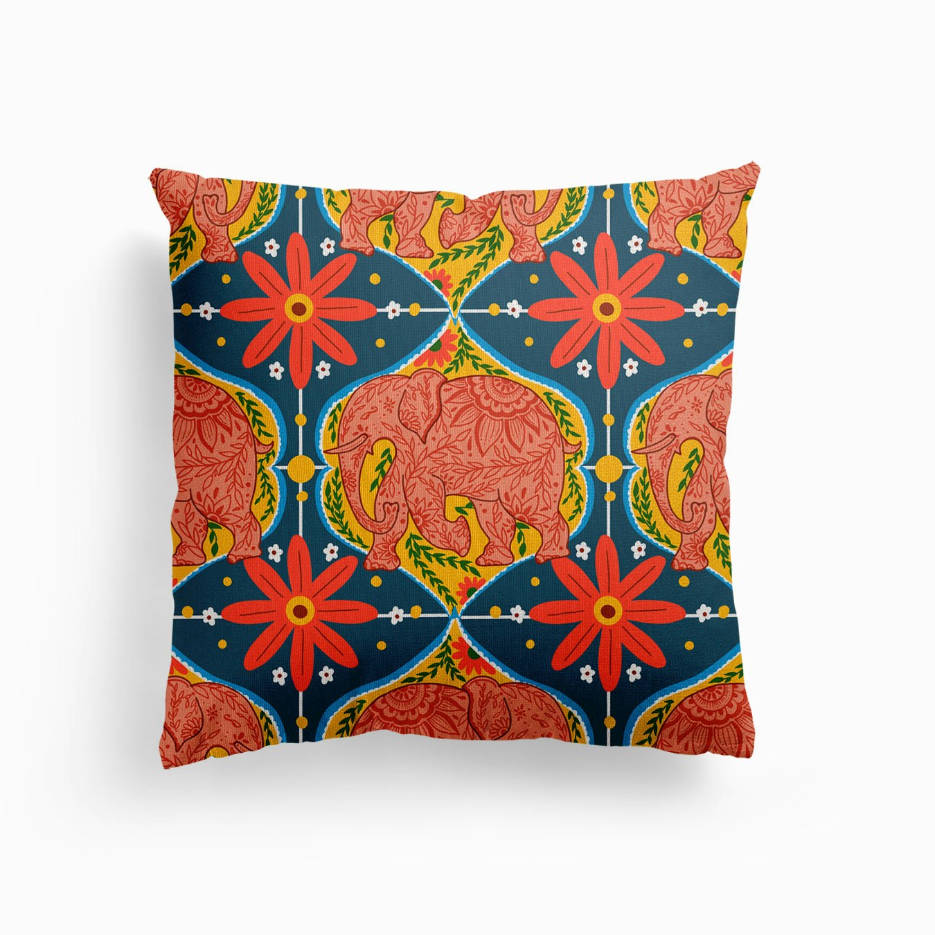Elephant Safari Canvas Cushion by Mitalim Designs