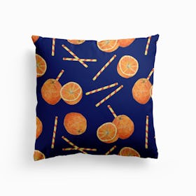 Orange Juice Blue Cushion