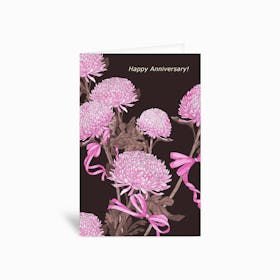 Flower And Ribbon Brown Greetings Card