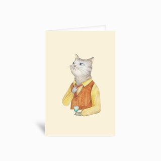 Cat And Absinthe Greetings Card