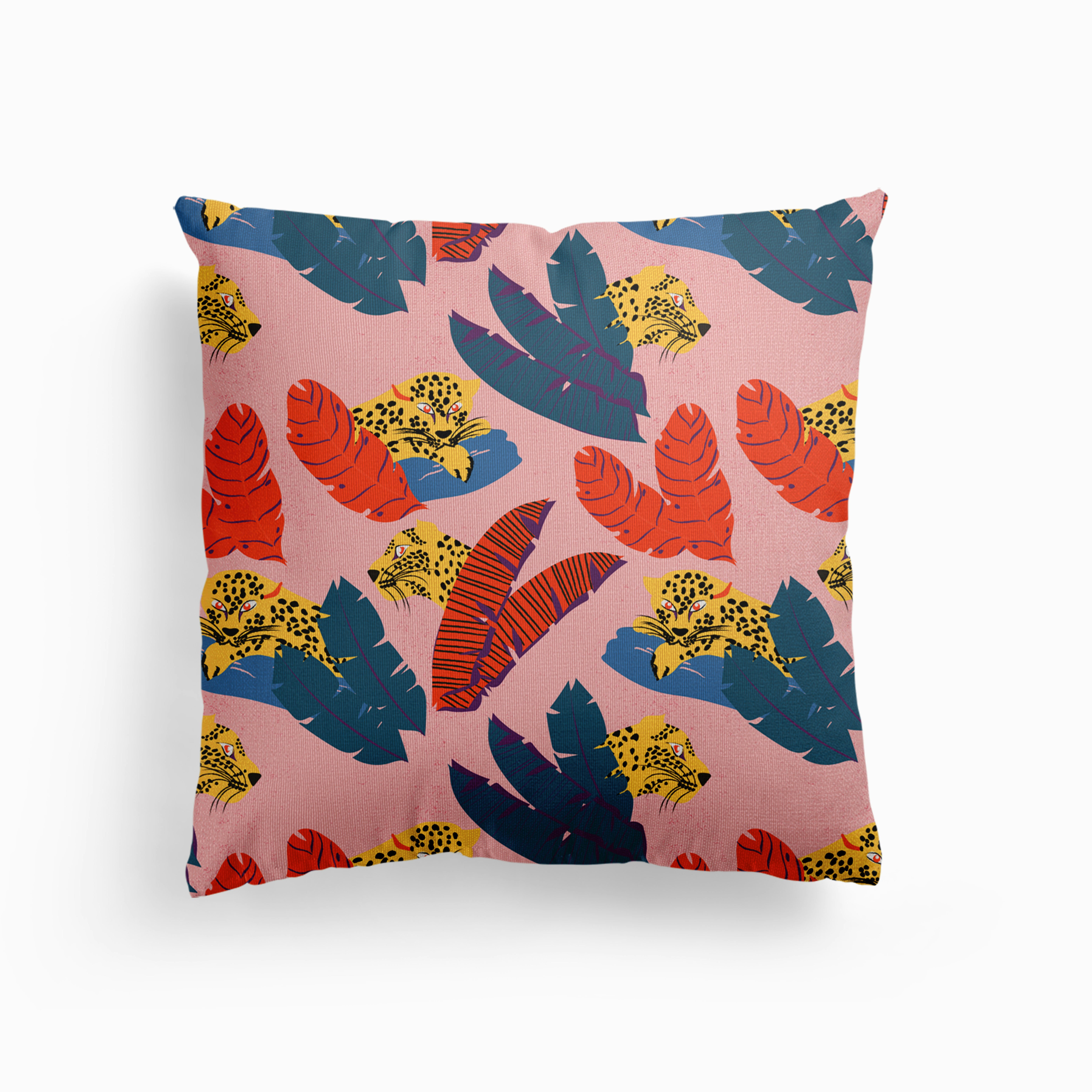 Leopards In The Forest 3 Canvas Cushion by Mariasara Pattern Design