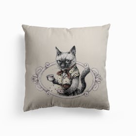 Portrait Of Lady Cat Canvas Cushion