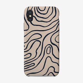 Topographic Map Nude And Dark Blue Phone Case