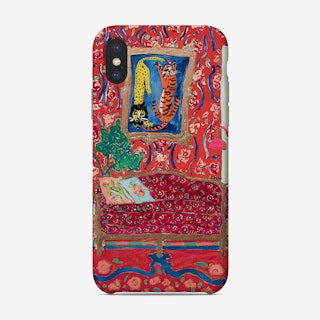 Ornate Red Interior Painting With Wild Cats After Matisse Phone Case